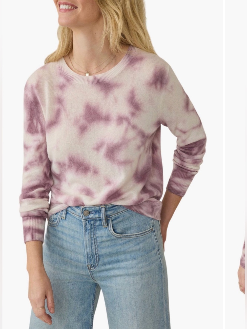 Faherty Crewneck Sweater - Orchid Tie Dye 💯 Cashmere NWT